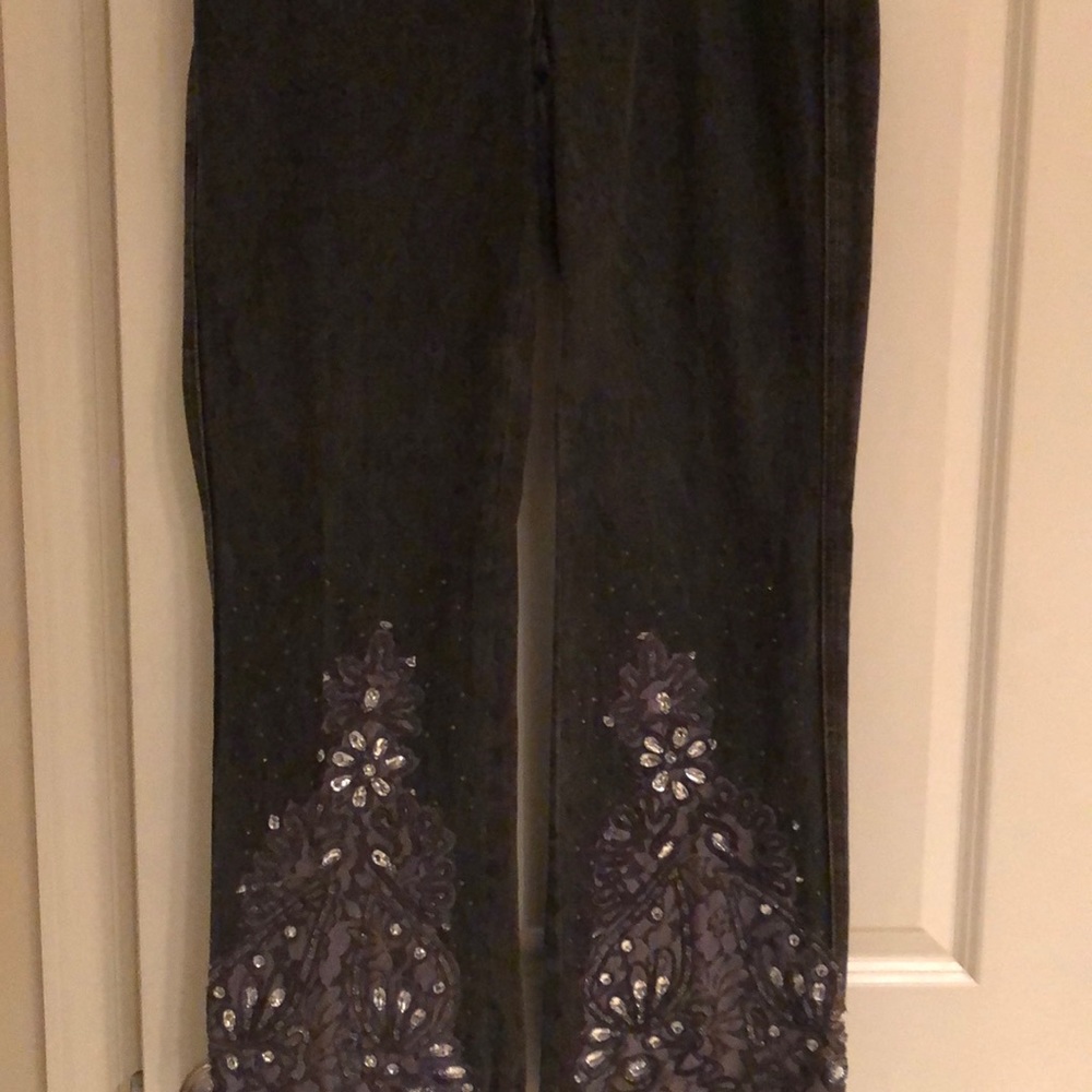 Black gray wash denim jeans